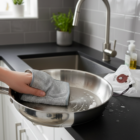 Kitchen Cleaning Combo – 2 Metal Wire Cloths & Bear-Design Food Cover Packet